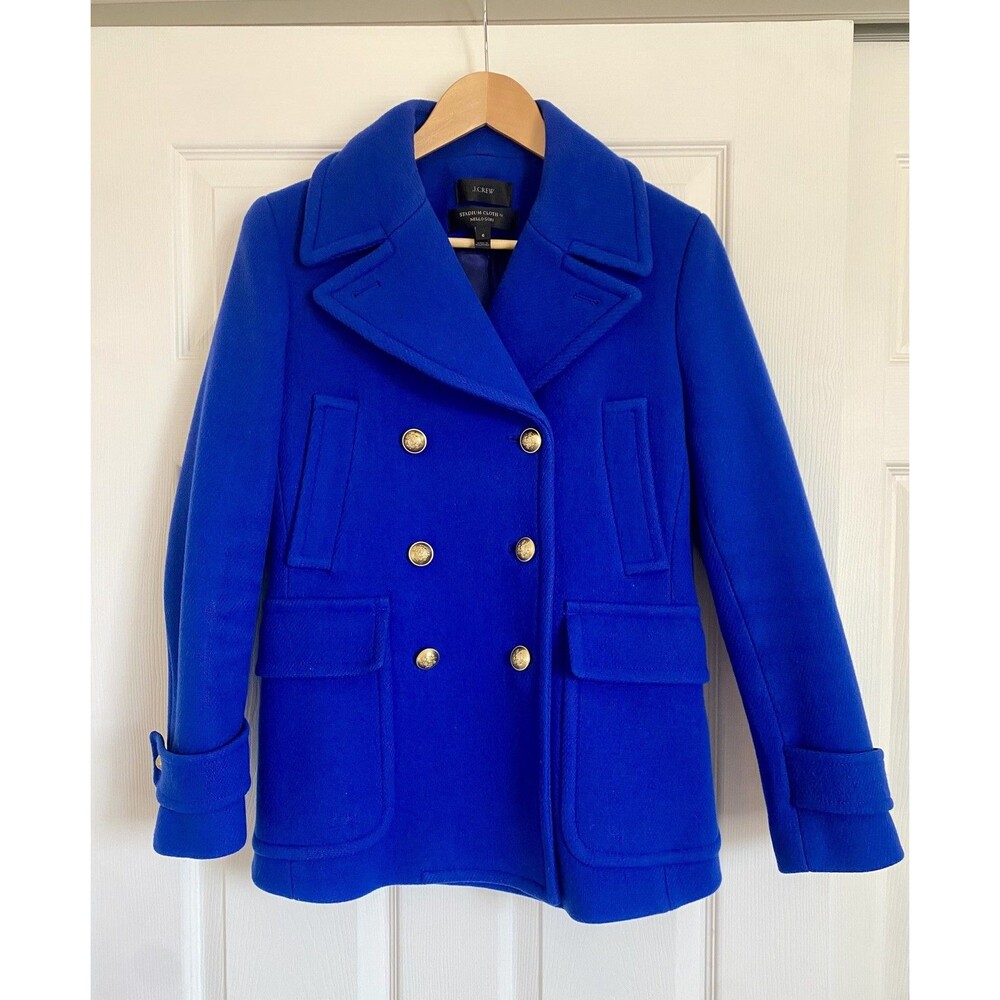 J.Crew Wool Stadium Cloth by Nello Gori Majesty Peacoat Coat Cobalt Blue sz 6